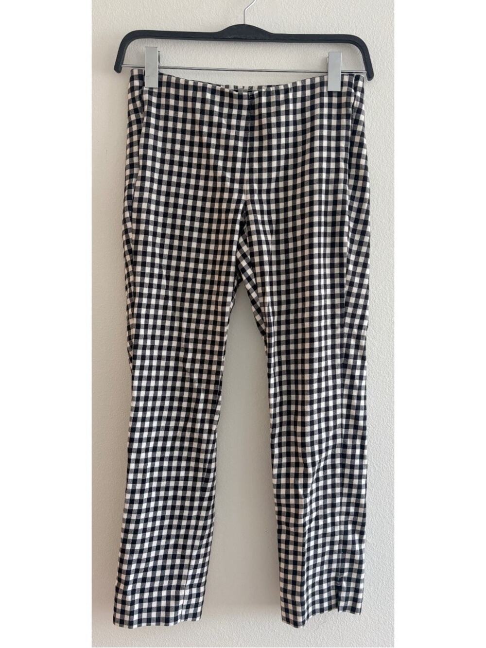 J. Jill Essential Cotton Stretch Black and White Gingham Pull On Pants Size 4